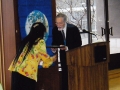 Ms. Yukako Tarumi receiving The Earth Trustee Peace Certificate from the Earth Society Foundation at the United Nations’ 39th Annual UN Peace Bell Ceremony on Earth Day