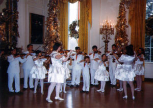 Performing for President Bill Clinton at a White House holiday celebration