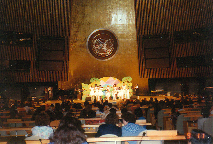 The Tarumi Violinists performing in the United Nations General Assembly